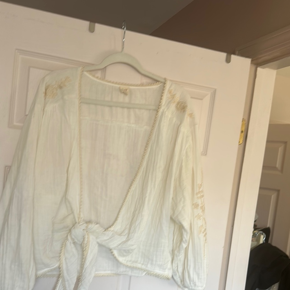 Bohemian Cream Wrap Blouse